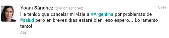 ¿Serán esos los verdaderos motivos de la cancelación del viaje de Yoani Sánchez a Argentina?